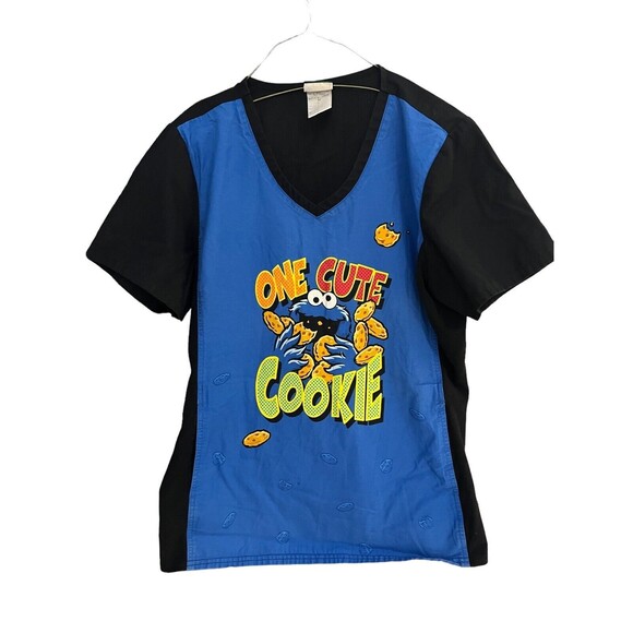 Sesame Street women's M scrub top shirt cookie monster one cute cookie - Picture 1 of 6